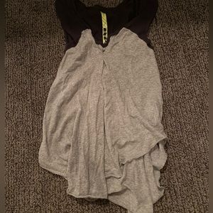 Black and gray Free People V-neck T-shirt